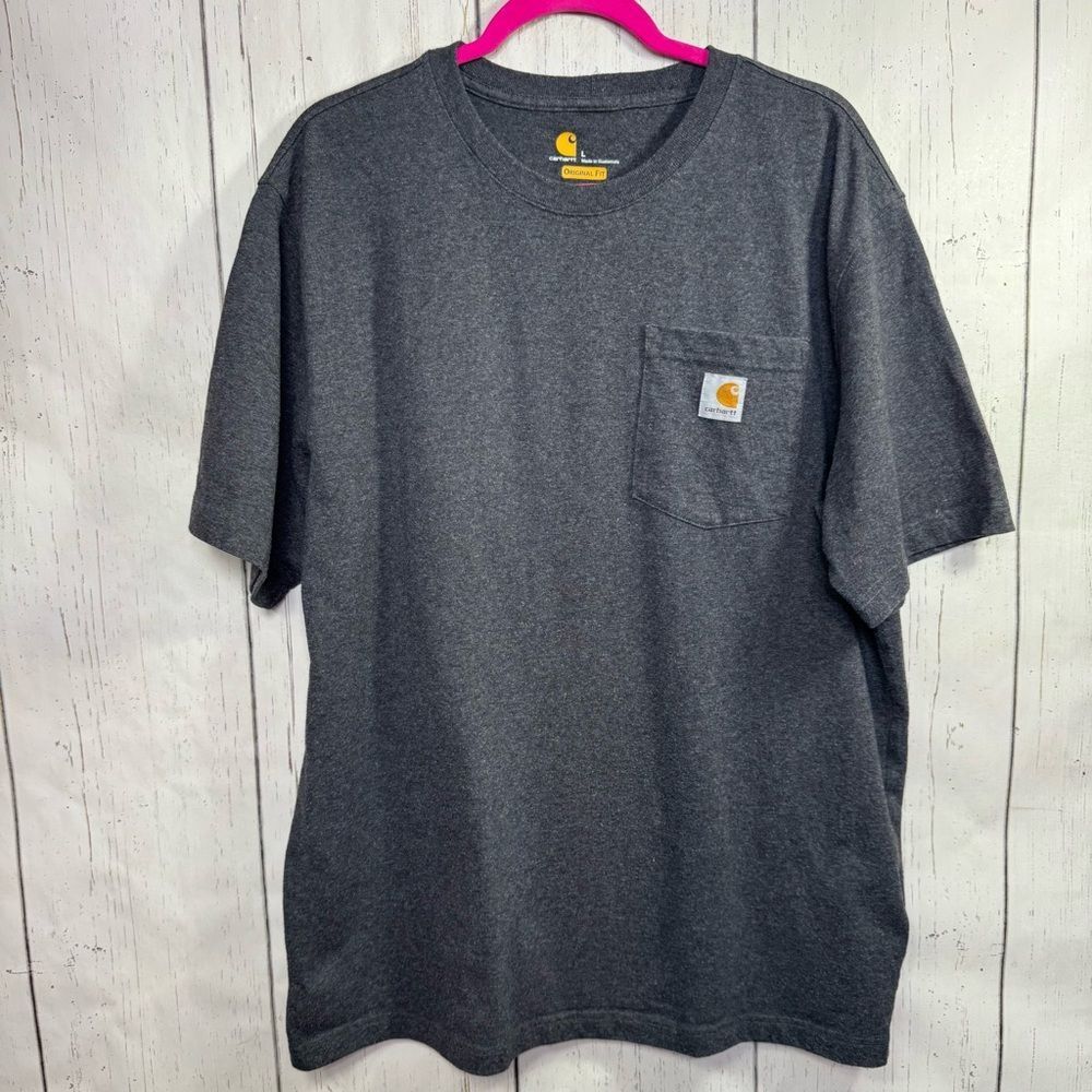 Carhartt Mens K87 Original Fit Pocket T Shirt Regular Dark Gray Heather Workwear